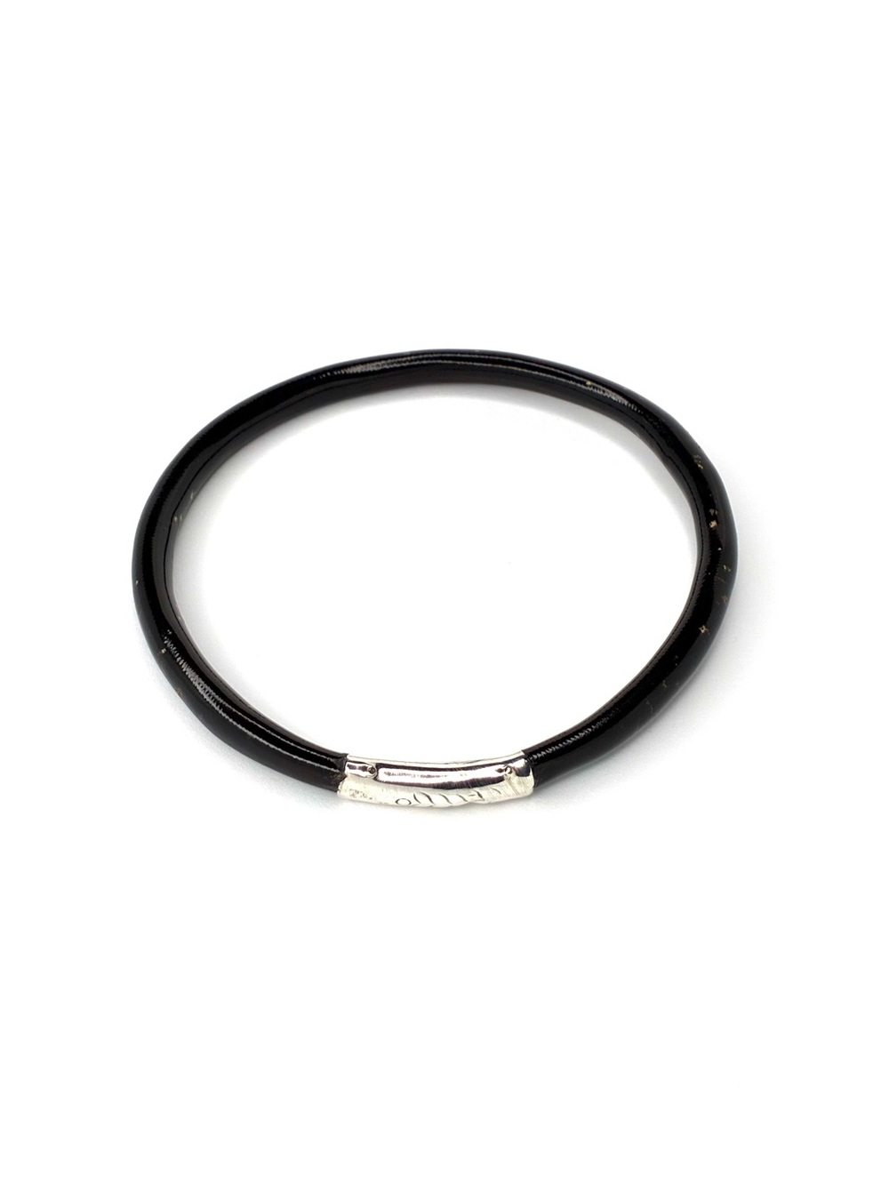 Vintage Black Coral and Silver  Thin Bangle Bracelet